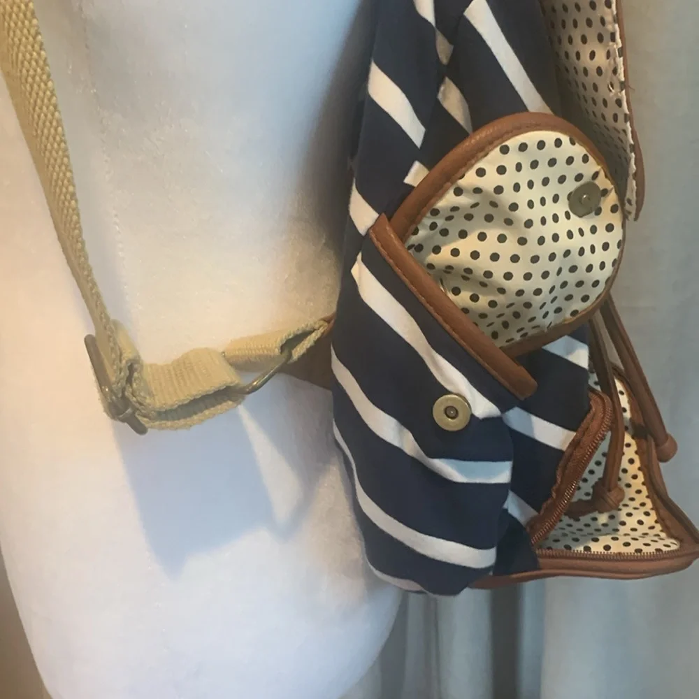 NWOT - Madden Girl Brown and Navy Striped Backpack